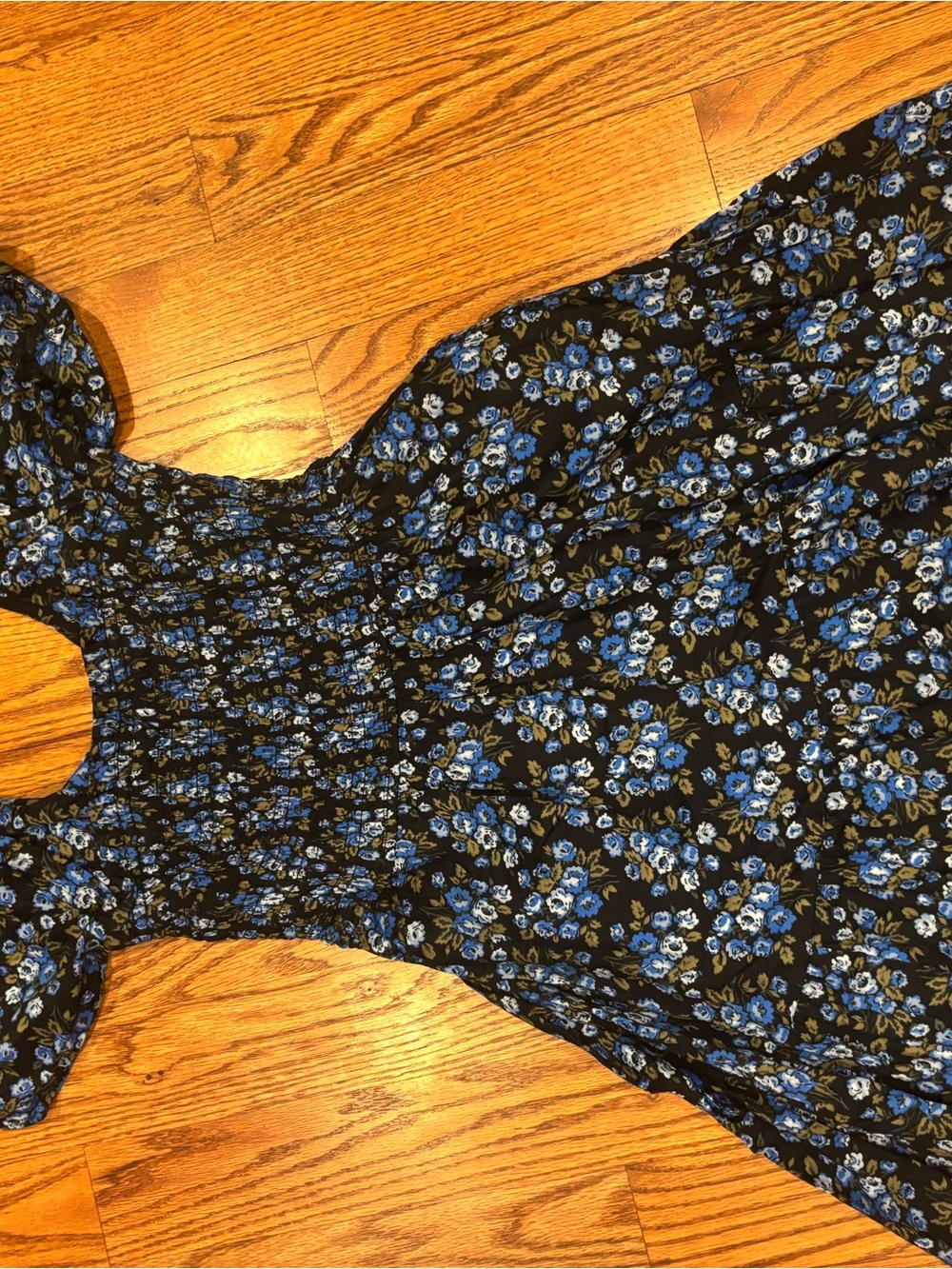 GAP Black Mini Dress with Blue Floral Print